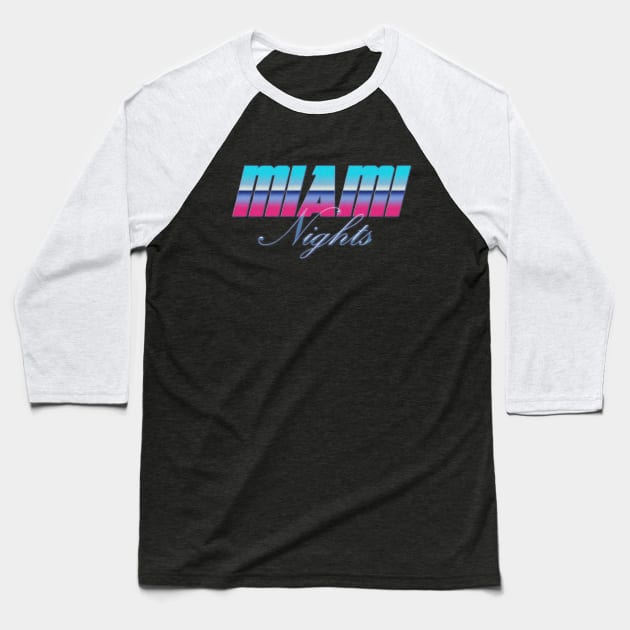 80s miami nights Baseball T-Shirt by DopamIneArt